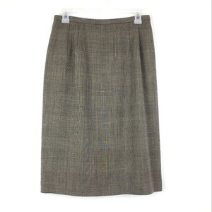 Talbots Pencil Skirt Brown Tweed Plaid Size 8